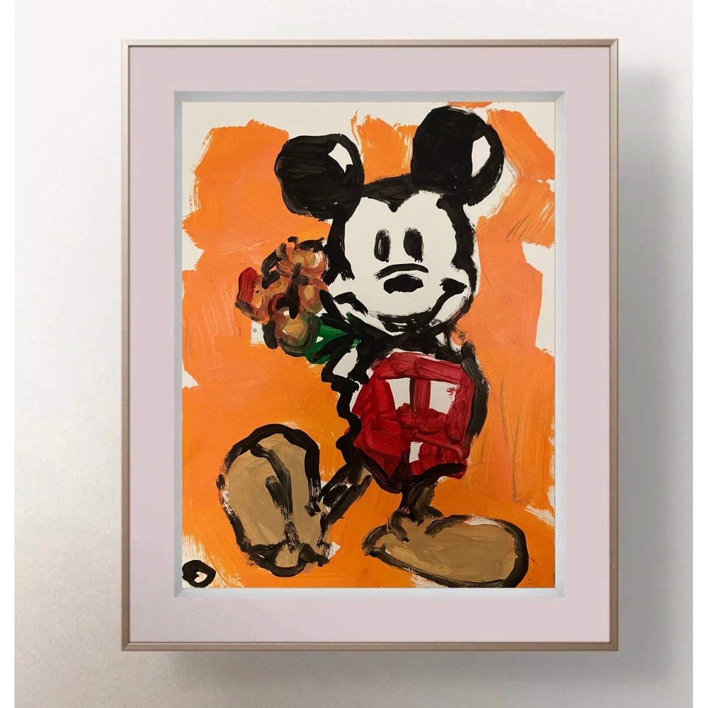 Oman Hosea Original 9x12 Neo Expressionist Mickey Mouse Painting Fine Art